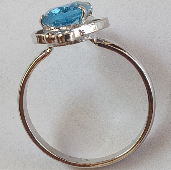 Swiss Blue Topaz Sterling  Scroll Design Setting Ring, Earrings Set - Picture 10 of 12